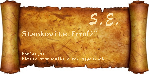 Stankovits Ernő névjegykártya